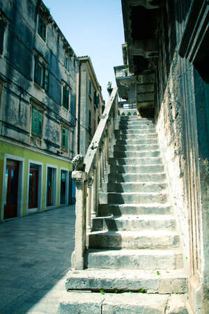 Old house stairway in city of Zadar, Dalmatia, Croatiaの写真素材