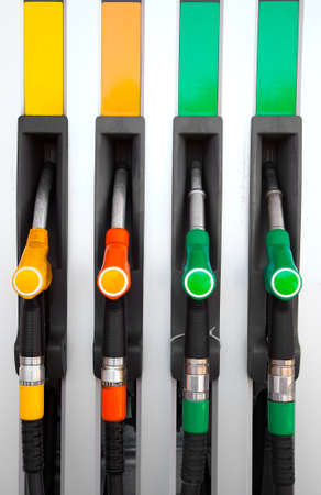 Pump nozzles at the gas station 