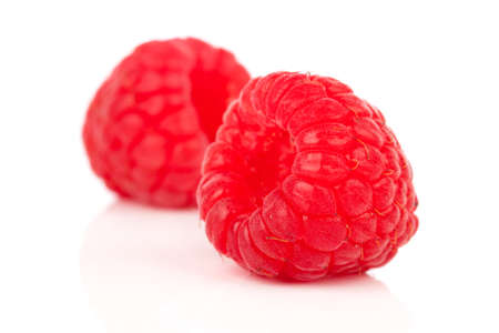 red raspberry on white background