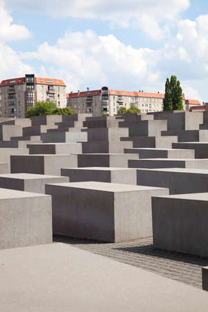 The Memorial to the Murdered Jews of Europe on September in Berlin, Germany  The site contains 2,711 concrete slabs and was designed by Peter Eisenman and Buro Happold のeditorial素材