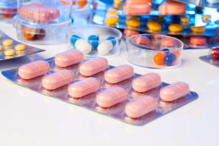 pile of many different pillsの写真素材