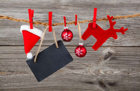 Christmas decoration over wooden backgroundの写真素材