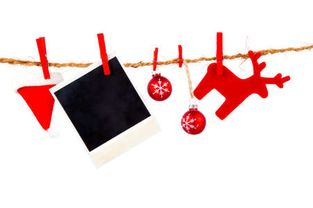 Christmas decoration isolated over white backgroundの写真素材