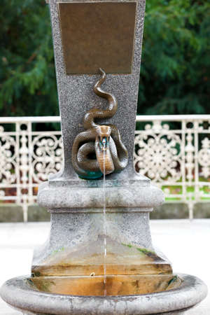 KARLOVY VARY (CARLSBAD), CZECH REPUBLIC  - DECEMBER 8, 2014: Termal mineral spring in Karlovy Vary (Carlsbad) -- famous spa city in western Bohemia, very popular tourist destination in Czech Republic (famous for its hot springs)のeditorial素材