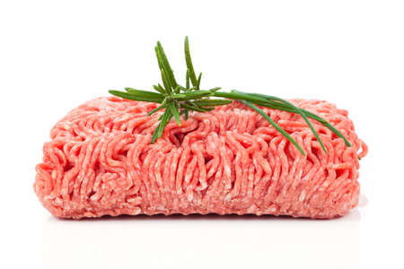 raw minced meat, isolated on white backgroundの写真素材