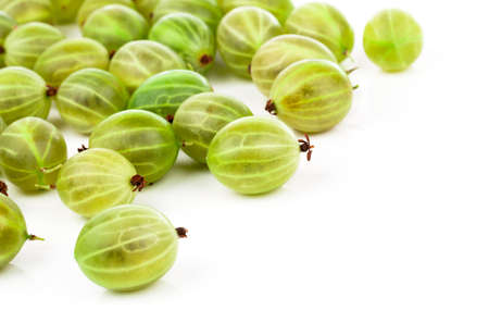 fresh gooseberry isolated on white backgroundの写真素材