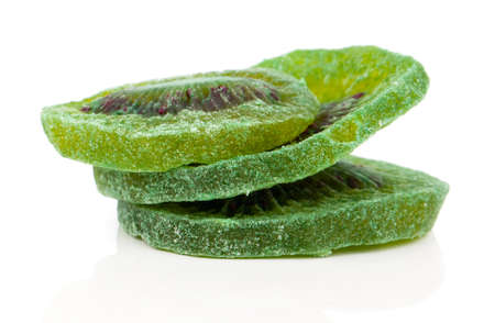 dried kiwi on a white backgroundの写真素材