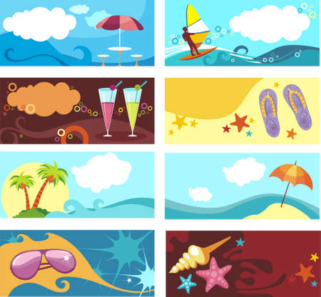  	summer set of bussines cardsのイラスト素材