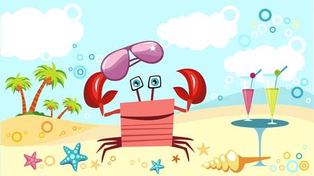  	crab at the beachのイラスト素材
