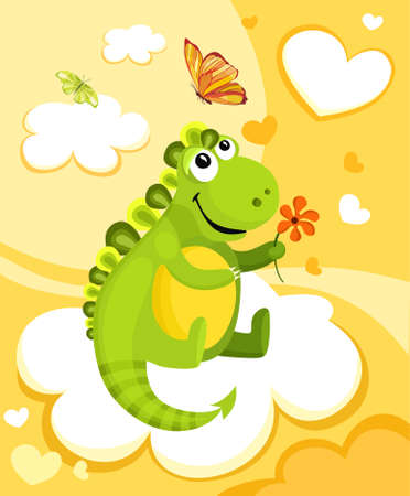 illustration of a cute dinosaurのイラスト素材