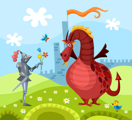 dragon and knightのイラスト素材