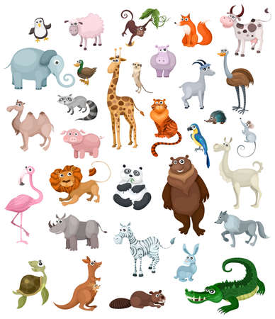 Animals set on whiteのイラスト素材