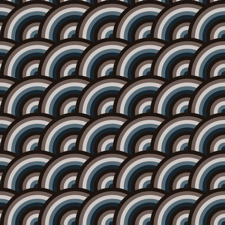 Vector seamless pattern of semi circles in squama style. Abstract geometric background in pastel colors.のイラスト素材