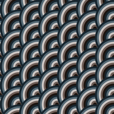Vector seamless pattern of semi circles in squama style. Abstract geometric background in pastel colors.のイラスト素材