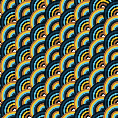 Vector seamless pattern of semi circles in squama style. Abstract geometric background in pastel colors.のイラスト素材