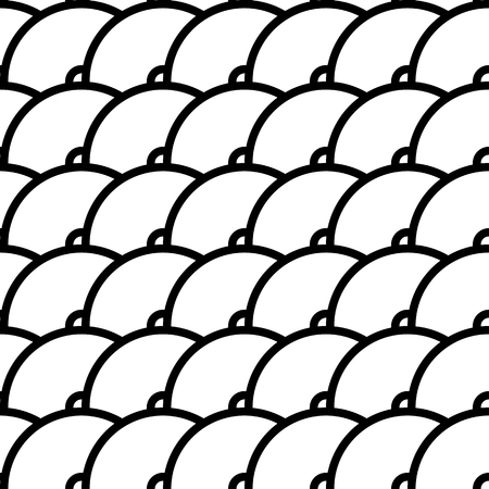 Vector seamless pattern of semi circles in squama style. Abstract geometric background in black and white colors.のイラスト素材