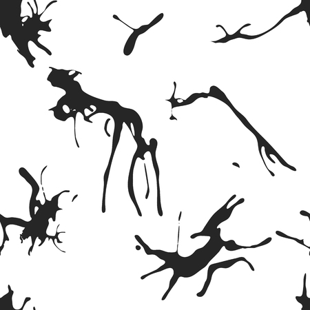 Abstract grunge vector seamless pattern with black blots on wtite background.のイラスト素材