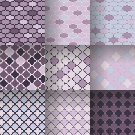 Set of Traditional quatrefoil clover lattice pattern. Seamless vector background.のイラスト素材