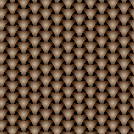 brown Seamless wickerwork triangle surface pattern. Gradient vector graphic. Dragon squama style tilesのイラスト素材