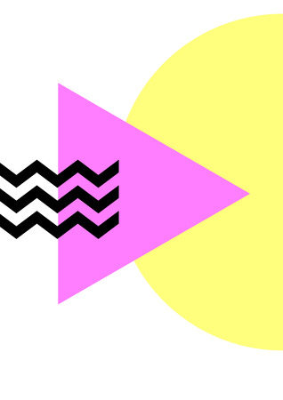 Trendy memphis group style poster, bright color background. Vector illustrationのイラスト素材