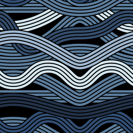 Seamless abstract noodle wavy pattern. Endless vector illustration. doodle water backgroundのイラスト素材