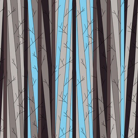 Seamless pattern with trees silhouette without leaves. vector backgroundのイラスト素材