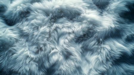 Texture of white long faux fur close up top viewの素材