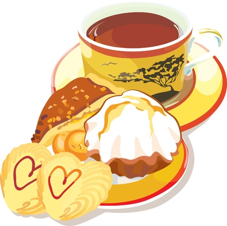 illustration contains the image of  Cup of coffee and cookiesのイラスト素材