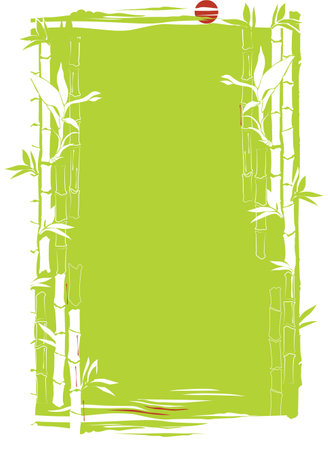 Japan theme vector background with bamboo, reflection and drops of red ink, suitable for SPA and feng shui illustrationのイラスト素材