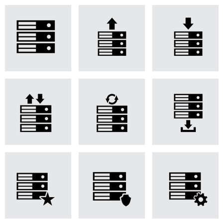 Vector database icon set on grey backgroundのイラスト素材