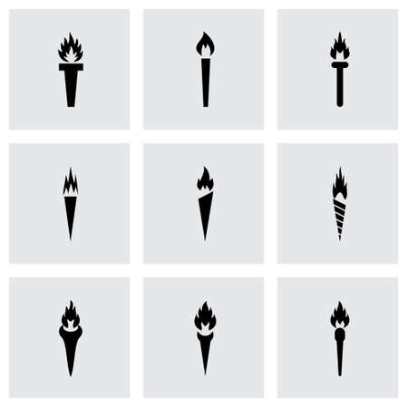 Vector torch icon set on grey backgroundのイラスト素材