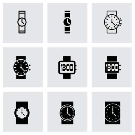 Vector wristwatch icon set on grey backgroundのイラスト素材