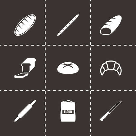Vector black bakery icon set on black backgroundのイラスト素材