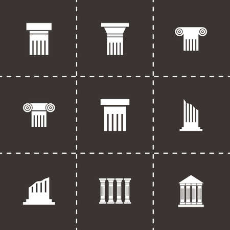 Vector black column icon set on black backgroundのイラスト素材