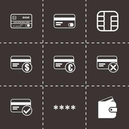 Vector credit card icons set on black backgroundのイラスト素材