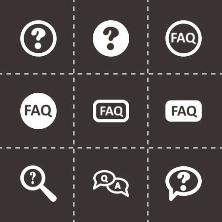 Vector FAQ icons set on black backgroundのイラスト素材