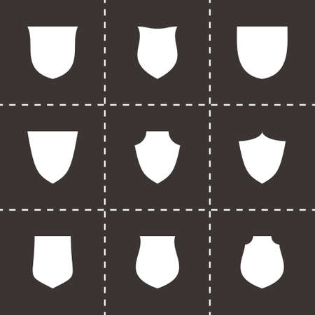 Vector shield icon set on black backgroundのイラスト素材