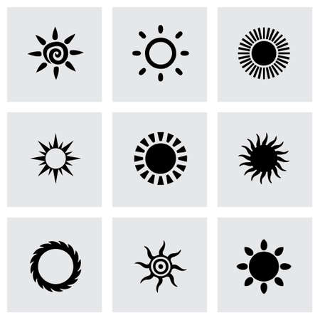 Vector sun icon set on grey backgroundのイラスト素材