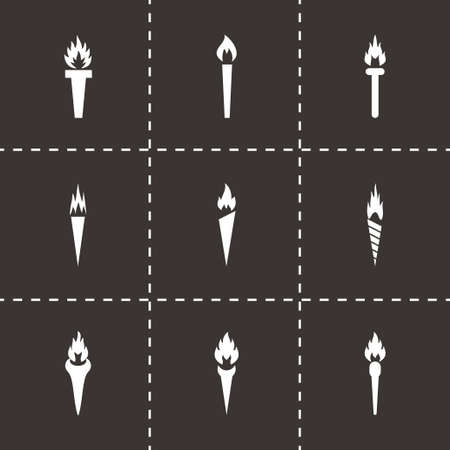 torch icon set on black backgroundのイラスト素材