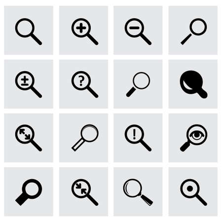 Vector magnifying icon set on grey backgroundのイラスト素材