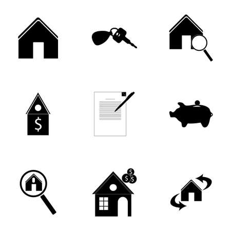 Vector real estate icons set on white backgroundのイラスト素材