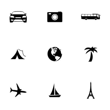Vector travel icons set on white backgroundのイラスト素材