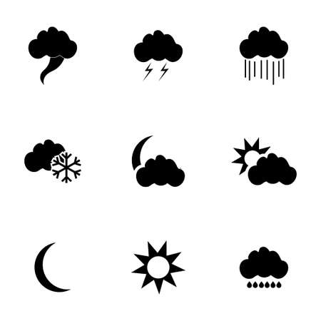 Vector weather icons set on white backgroundのイラスト素材