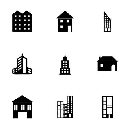 Vector building icons set on white backgroundのイラスト素材