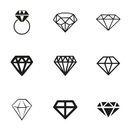 Vector diamond icons set on white backgroundのイラスト素材