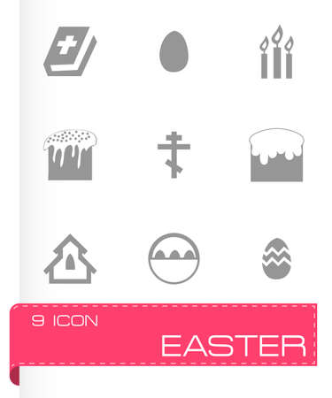 Vector easter icons set on grey backgroundのイラスト素材