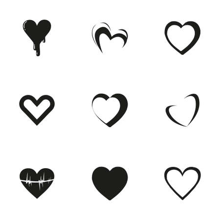 Vector hearts icons set on white backgroundのイラスト素材