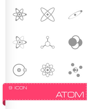 Vector black atom icon set on grey backgroundのイラスト素材