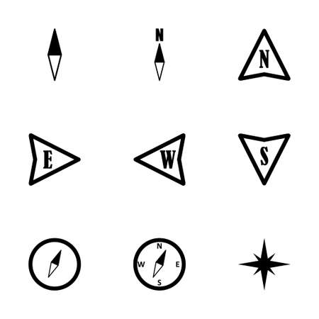 Vector black compass  icons set on white backgroundのイラスト素材