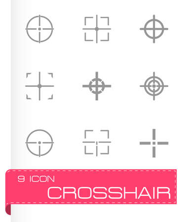 Vector black crosshair icon set on grey backgroundのイラスト素材